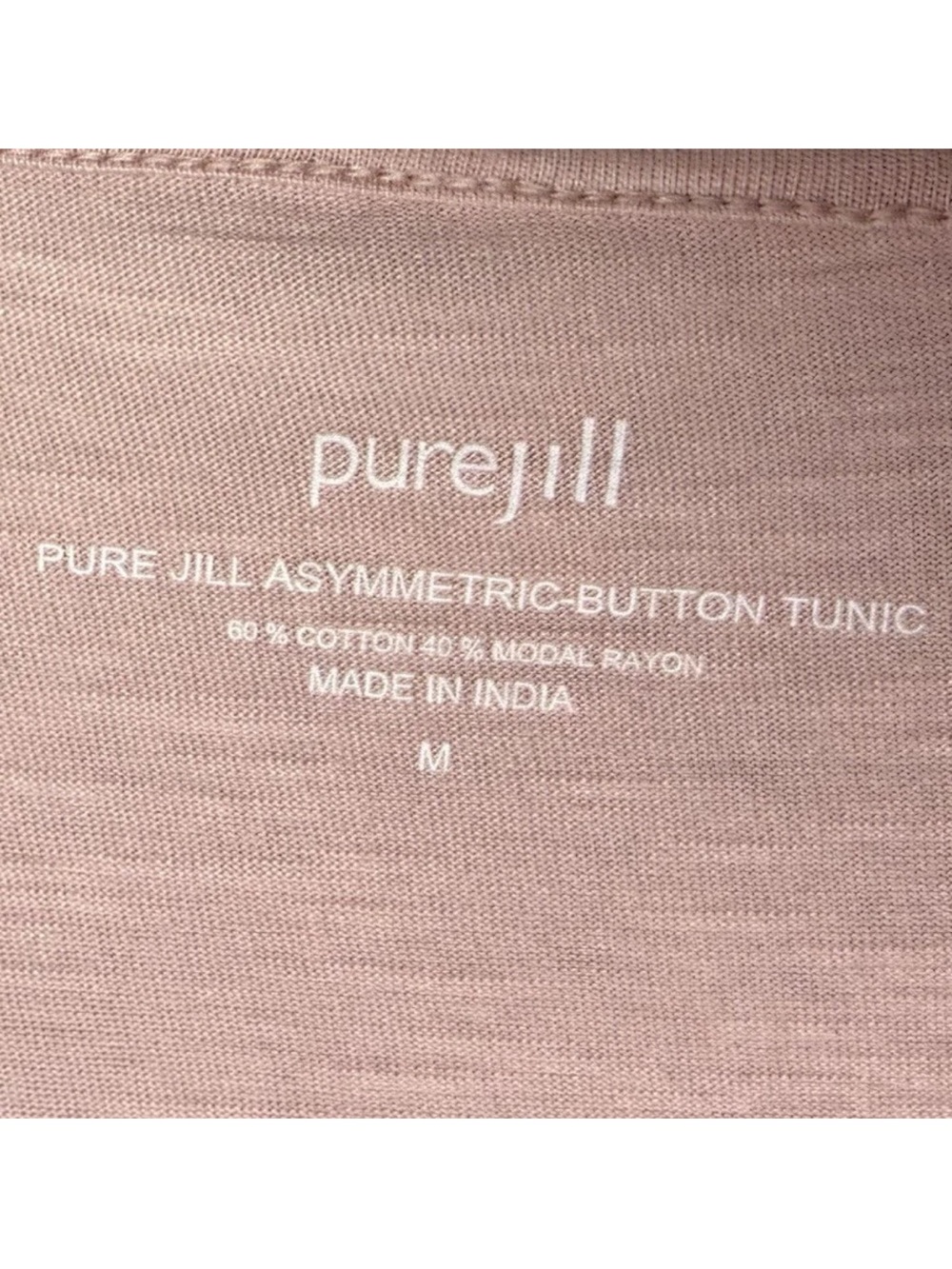 J. Jill Pure Jill Asymmetric Button Tunic Top Size Medium Pink Cotton Blend - Picture 7 of 7